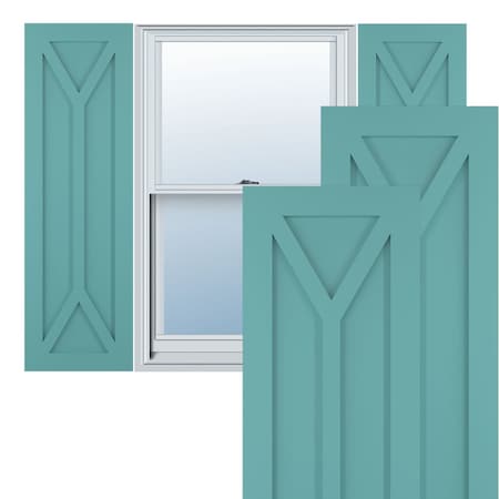 True Fit PVC San Carlos Mission Style Fixed Mount Shutters, Pure Turquoise, 15W X 71H